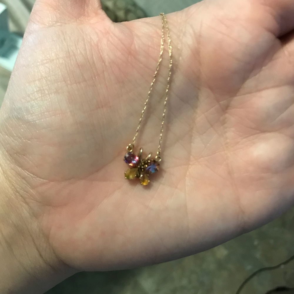 Genuine Citrine & Azotle Topaz Butterfly Necklace